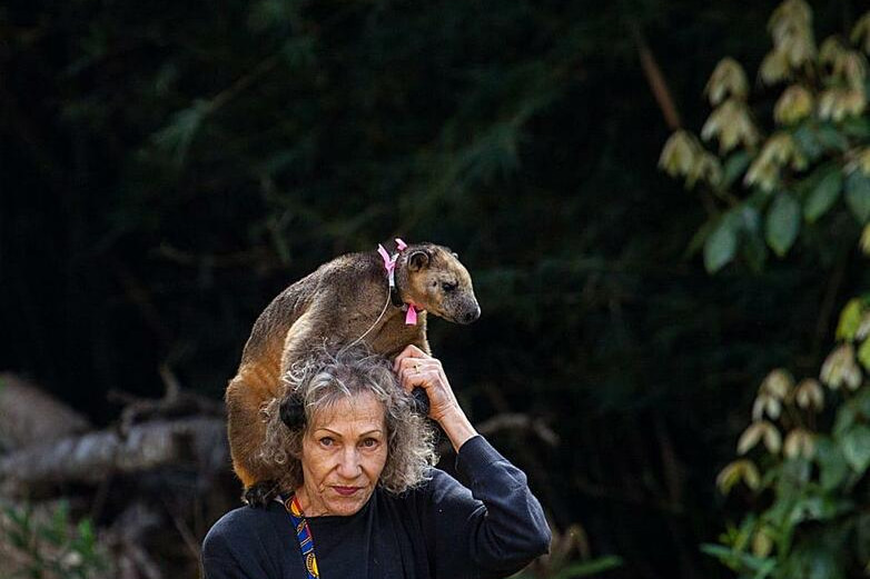 Karin Semmler with Nelson the tree kangaroo.