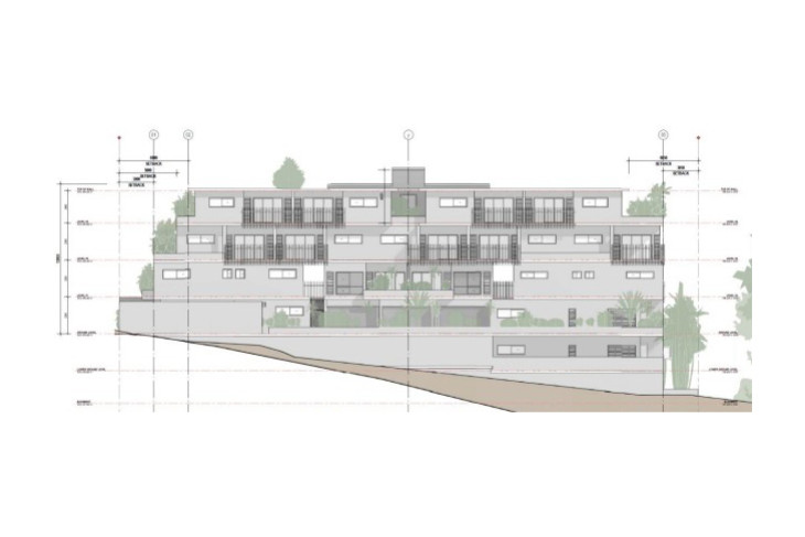 A side elevation plan of the proposed 56 unit complex in Kuranda.