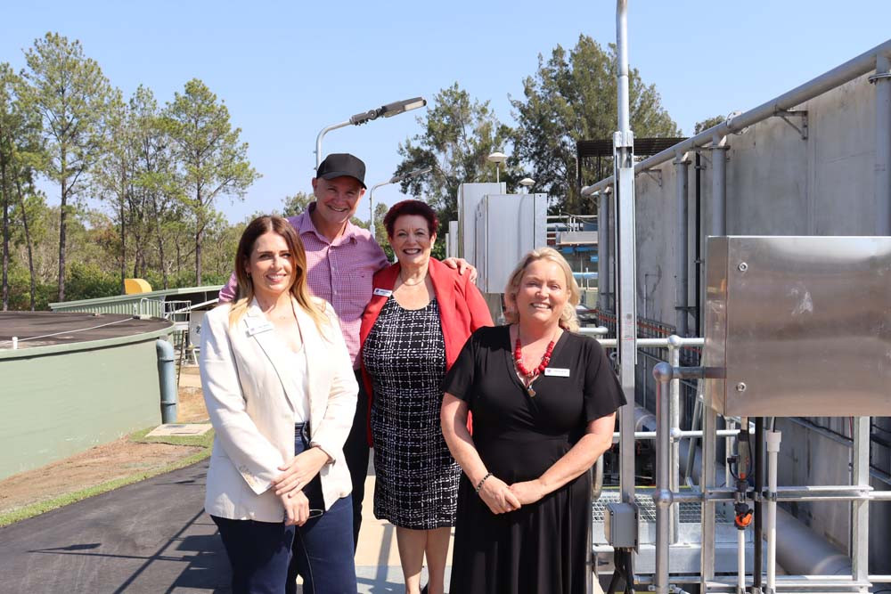 Cr Amy Braes (left), Minister for Water Glenn Butcher with Mareeba Mayor Angela Toppin and Deputy Mayor Lenore Wyatt and at the Mareeba water treatment plant last week.