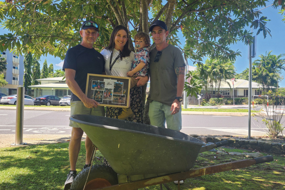 Dean Mitchell, Nadine Cockrem and son Cash, Brent Mitchell have banded together to compete in this year's Great Wheelbarrow Race in honour of Wendy Mitchell.