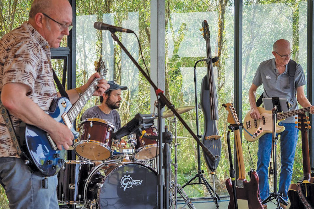 Members of the A Street Band practice in the lead up to this weekend’s performance at the Herberton Rock On event. Photo courtesy of Tablelands Music Lovers