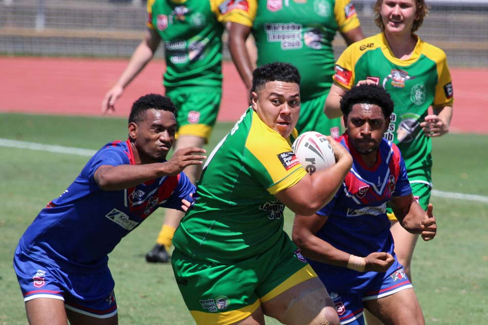 Front rower Narason Moorcroft-Kose scored two tries for the Gladiators in the preliminary final. Image: Maria Girgenti