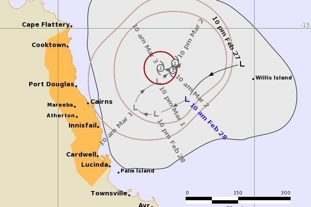 A tropical low may produce gales about exposed parts of the north tropical coast as it develops into a tropical cyclone, most likely on Tuesday.