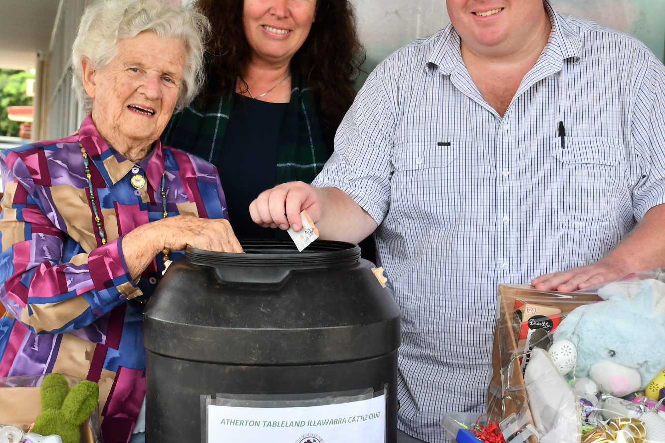 Shirley Hamilton, President of the Atherton Tablelands Illawarra Cattle Club, Maree Hamilton and Jeff English of the Spar Malanda supermarket drew the lucky winners of the Easter raffle recently.