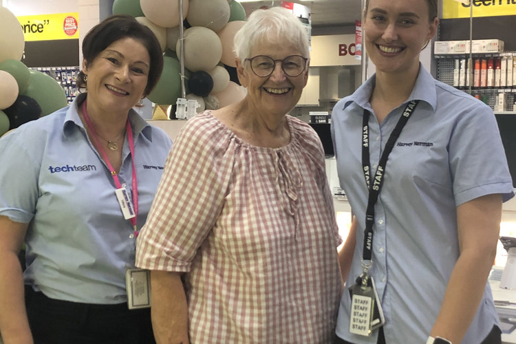 Atherton Harvey Norman co-owners Michelle Jarvis and Mark Pigdon are pleased to support CWA and Soroptimists International Women’s Day with $300 of vouchers for the raffle. Pictured are Harvey Norman staff members Tiffany and Savannah with Soroptimist Mary Lyle.