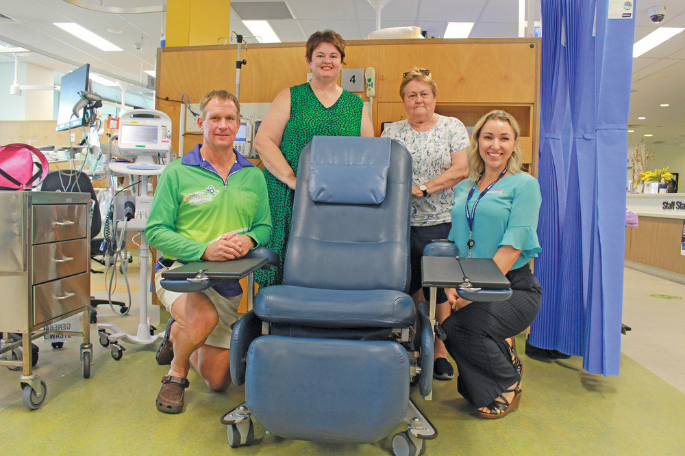 FNQ Field Days chairman Kevin Davies, marketing officer Jeanette Sturiale, supporter Joan Whyte and FNQ Hospital Foundation chief executive Gina Hogan with chemotherapy treatment chairs that will be added to the cancer care centre.