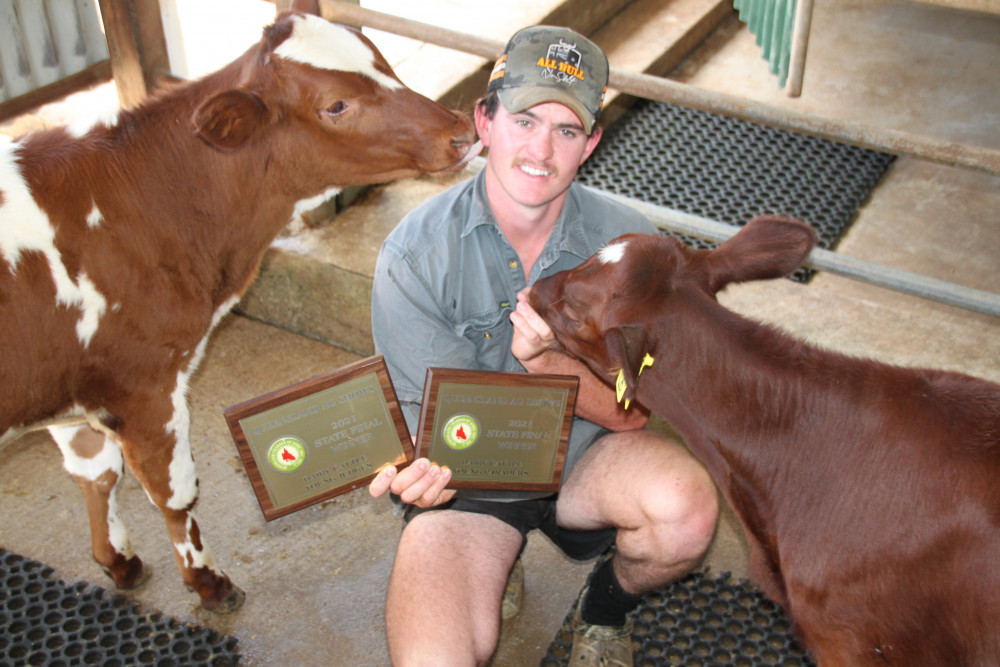Young Malanda dairy farmer, Jerry English cleaned up at this year's state Judging and Parading fi nals.