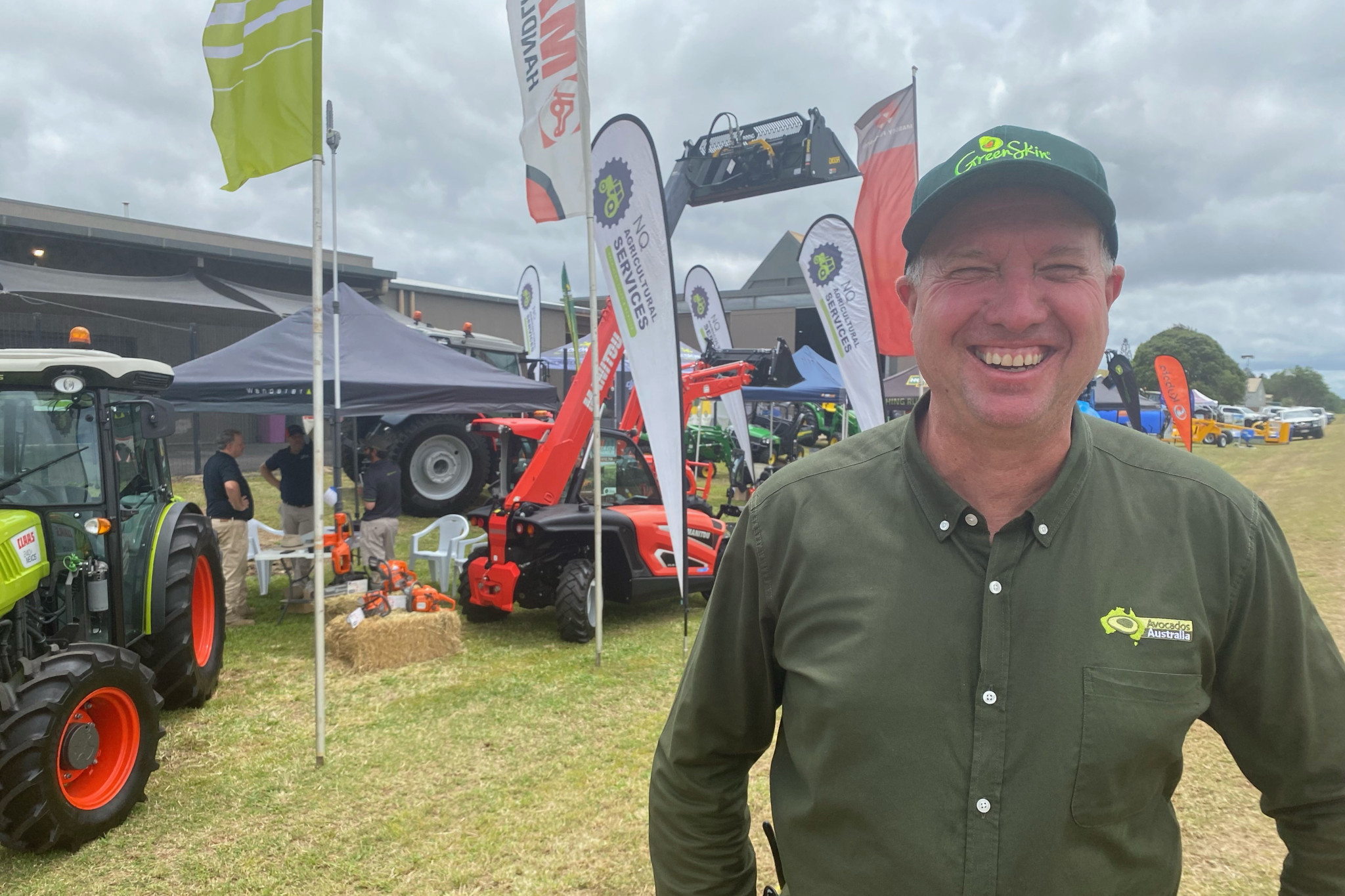 A smiling NQ avocado grower and Avocados Australia’s chairman Matt Kleyn is pictured amid some of the multi-million dollar displays at the inaugural Avocado and Hort Show in Tolga.