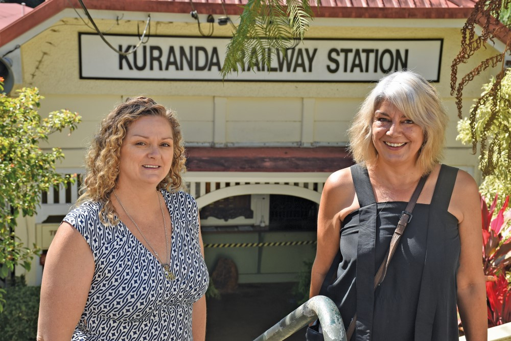 Mercy Graham and Ranjini Rusch who started the petition, at the Kuranda Train station.