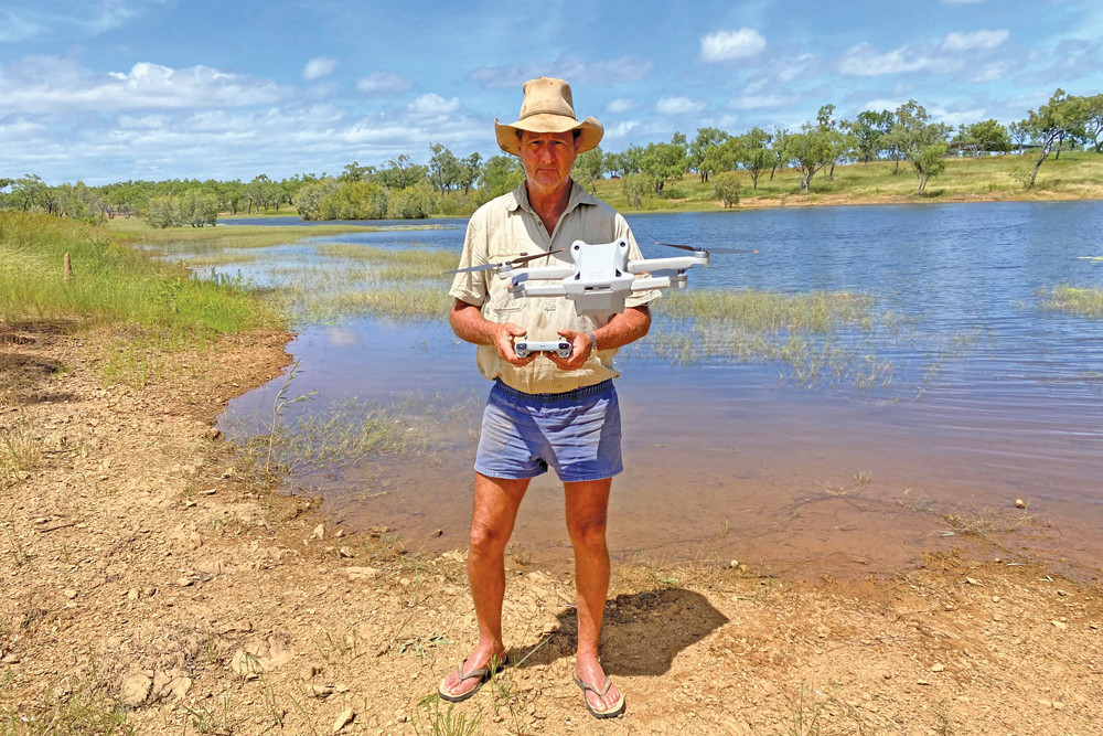 Karma Waters station owner Alan Pedersen with his drone which makes mustering and running a cattle station much easier