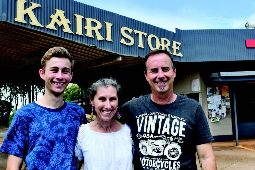 The Phillips family, son Casey with mum and dad Annmarie and Wayne outside their new lifestyle change, the Kairi Store.