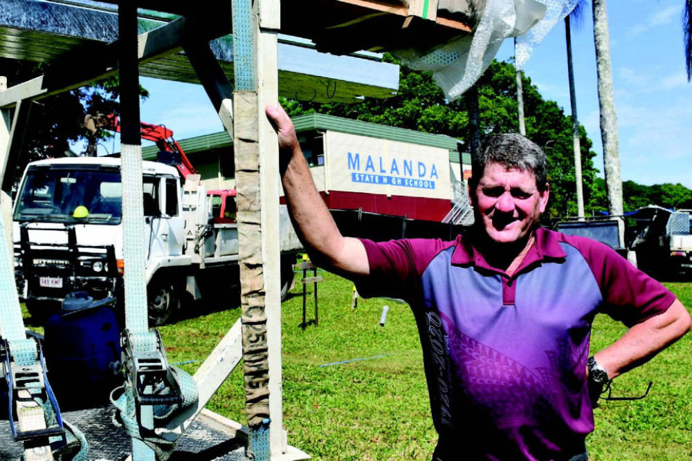Malanda State High School principal Gary Toshach with the demountable classrooms being installed to cater for growth at the school.