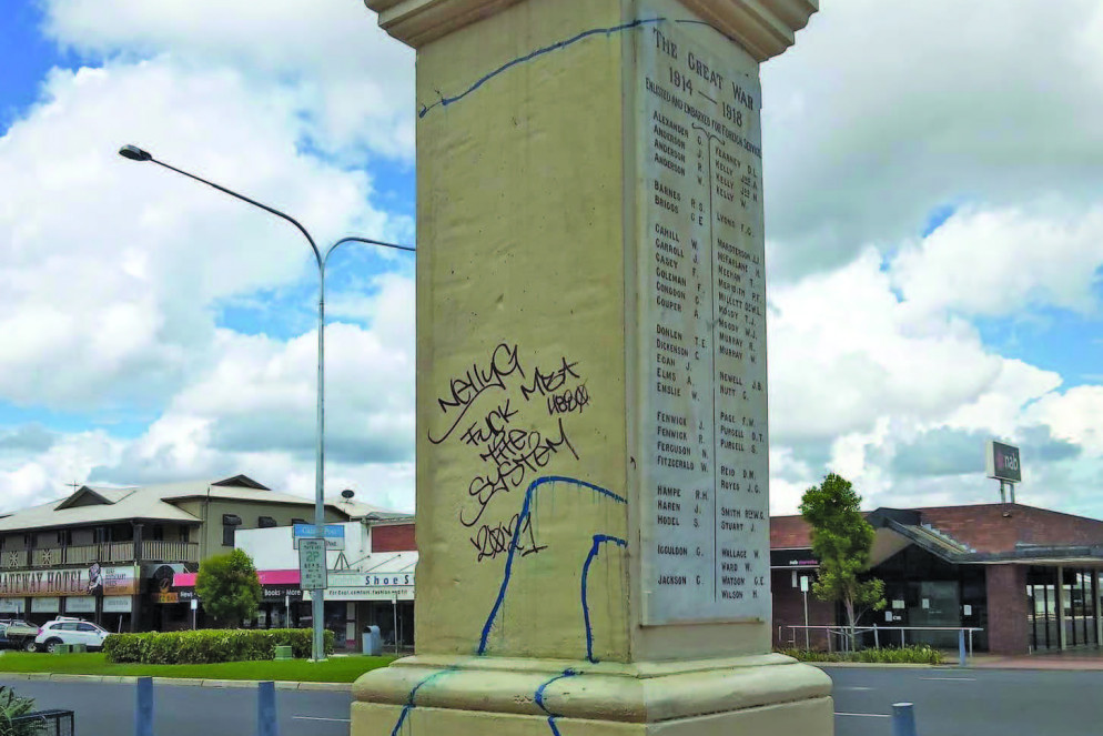 The Mareeba Cenotaph has been targeted on numerous occasions by vandals.