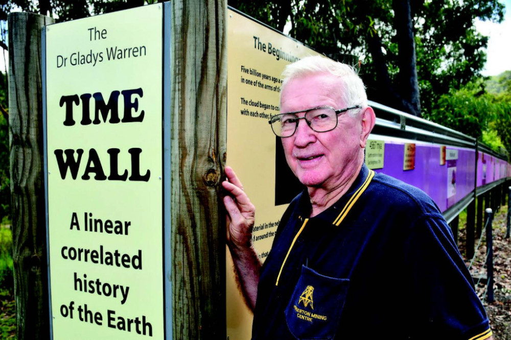 Herberton historian Ivan Searston unveiled the Geological timewall at Herberton Mining Museum.