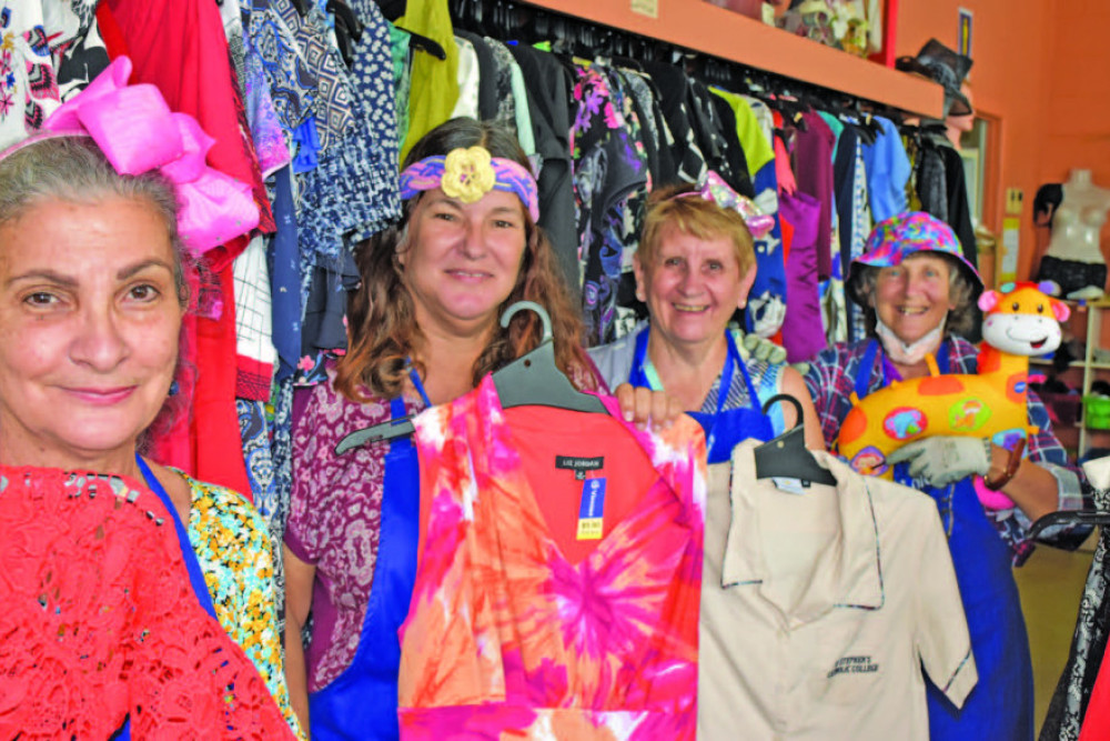 Vinnies Mareeba Supervisor of the day Maria Bryde with her team of volunteers Helene Draper, Jan Henery and Brez Goulding with donated clothes.