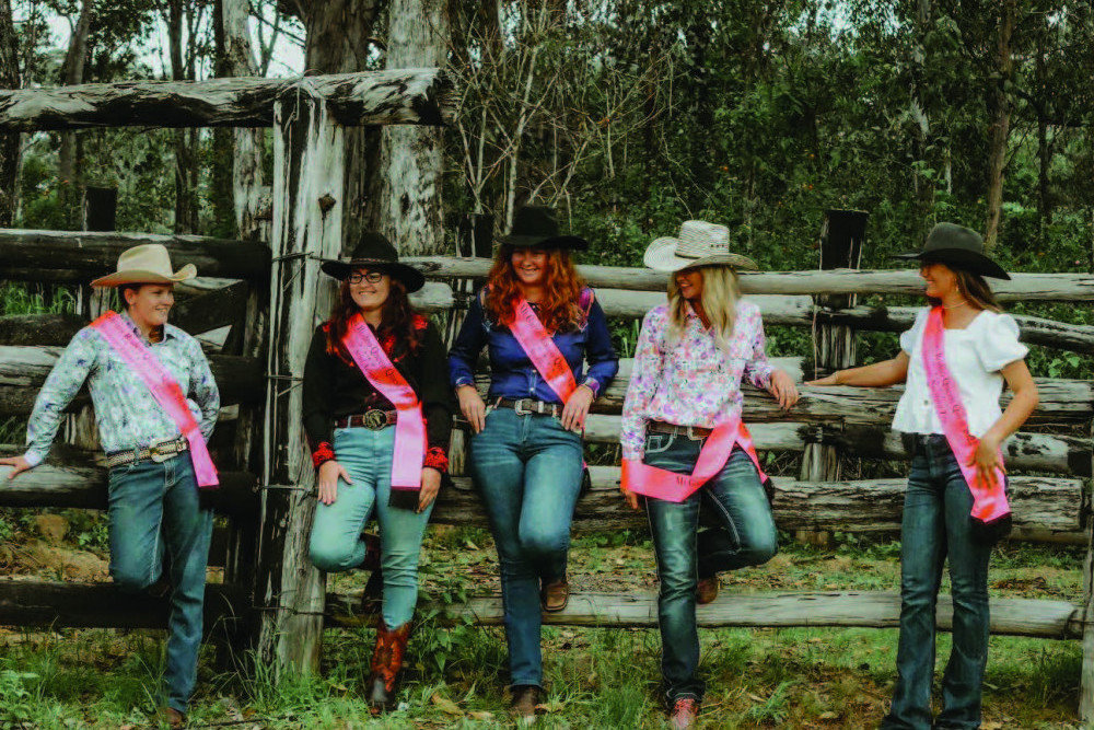 The 2022 Mount Garnet Rodeo Queen Entrants Keely Cotton, Abbey Chester, Cody McConnell, Kianna Darcey and Anastasia Theochari. PHOTO CREDIT: LACEY BURNS PHOTOGRAPHY.