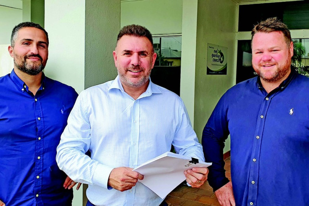 Sphere Group Development directors Tony Bevacqua and Greg Ritchie, with project manager Kris Wilson at Mareeba Shire Council.
