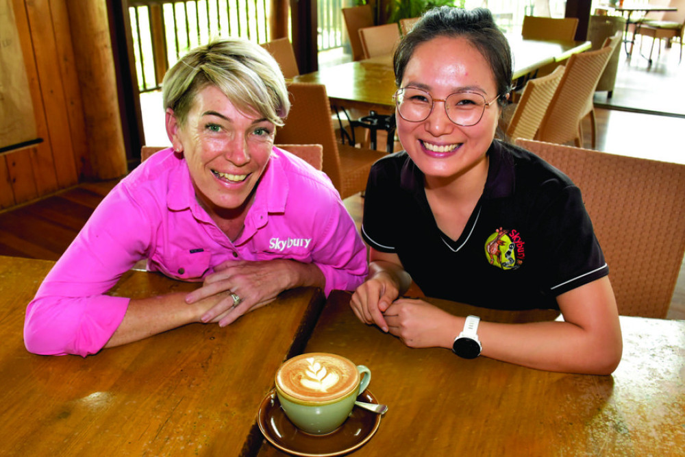 Managing Director Candy MacLaughlin and barista Ka Xu from Skybury are assuring locals that their coffee’s will not be increasing to the $7 mark.
