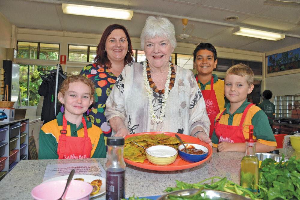 Vylett, Miss Budgen, Seth and Tyson with Stephanie Alexander (centre)