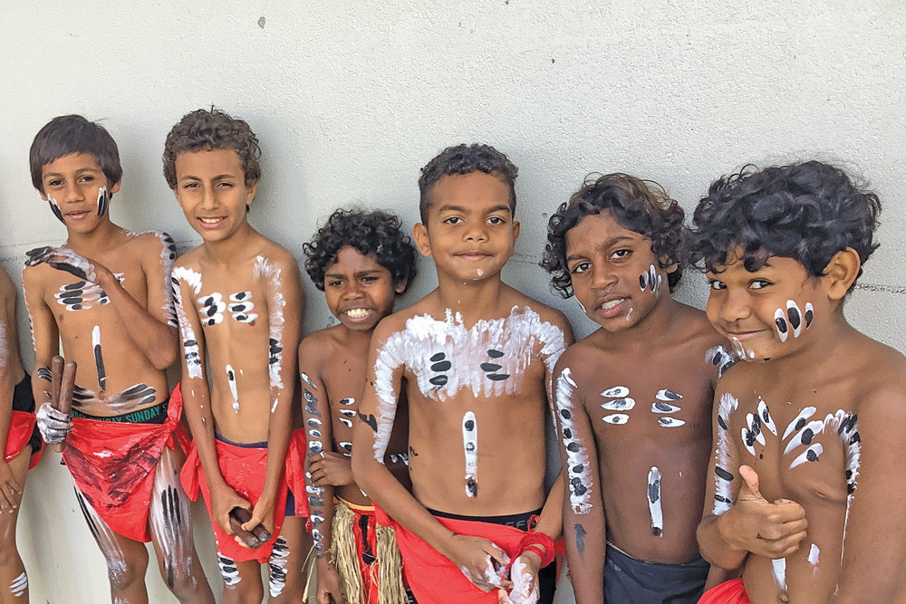Dancers from Mareeba State School getting ready for their Naidoc day event.