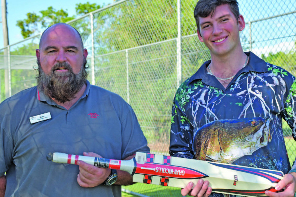 Mareeba Community Housing’s Brett Pierce with Mummies Boys player Rhys Thomas will take part in the White Ribbon Day event at Firth Park this Saturday.