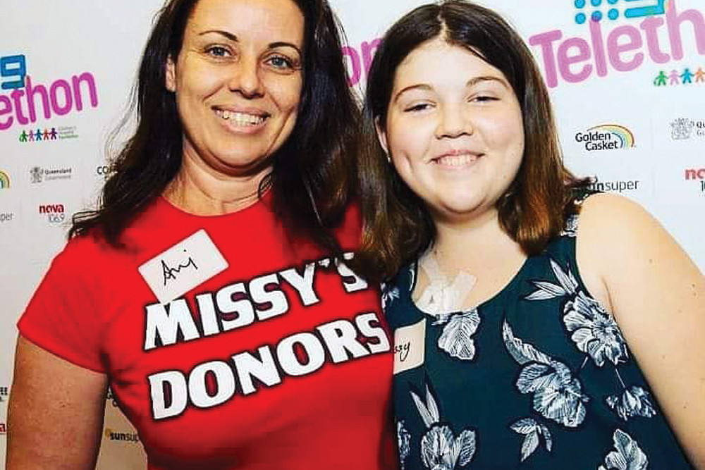 Missy Clarkson pictured with mum Anj Mittelstadt (left) who is helping others by raising funds and awarness of childhood cancer through Missy’s Donors.