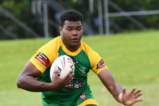 Mareeba Gladiator Gabriel Tunimakubu in the semi against the Kanagroos.