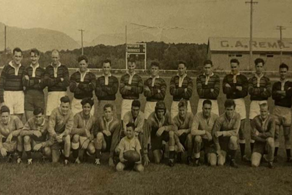 Possible Millaa Millaa players from left - Neville Nelson, Fred ‘Dodger’ Cifuentes, Eric Woolley, Eric Cifuentes, (UNKNOWN), (UNKNOWN), Michael Barry ‘Red’ Daley, Ken Sleep, Bill Cleary, Errol Miller, (UNKNOWN) , Ash Hanley, (UNKNOWN) Ballboy is unknown.