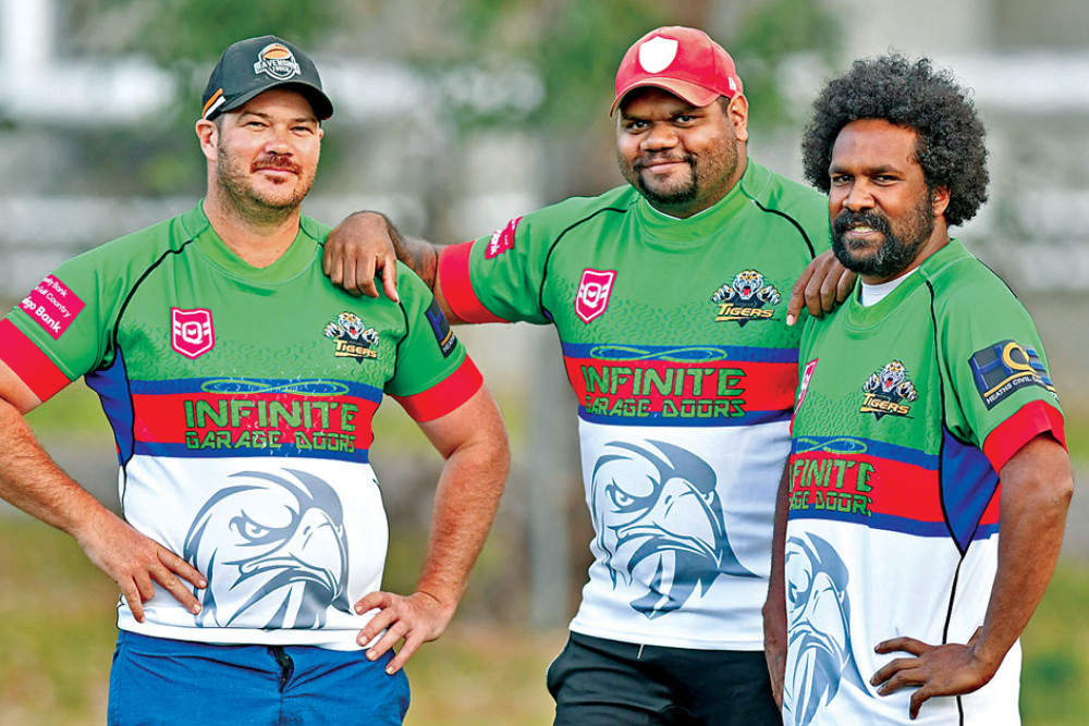 Garnet Eagles captains Jade Arnold, Darryl Grant and team manager Billy Gibson are keen to compete in the Gordonvale Indigenous Rugby League Carnival this weekend.