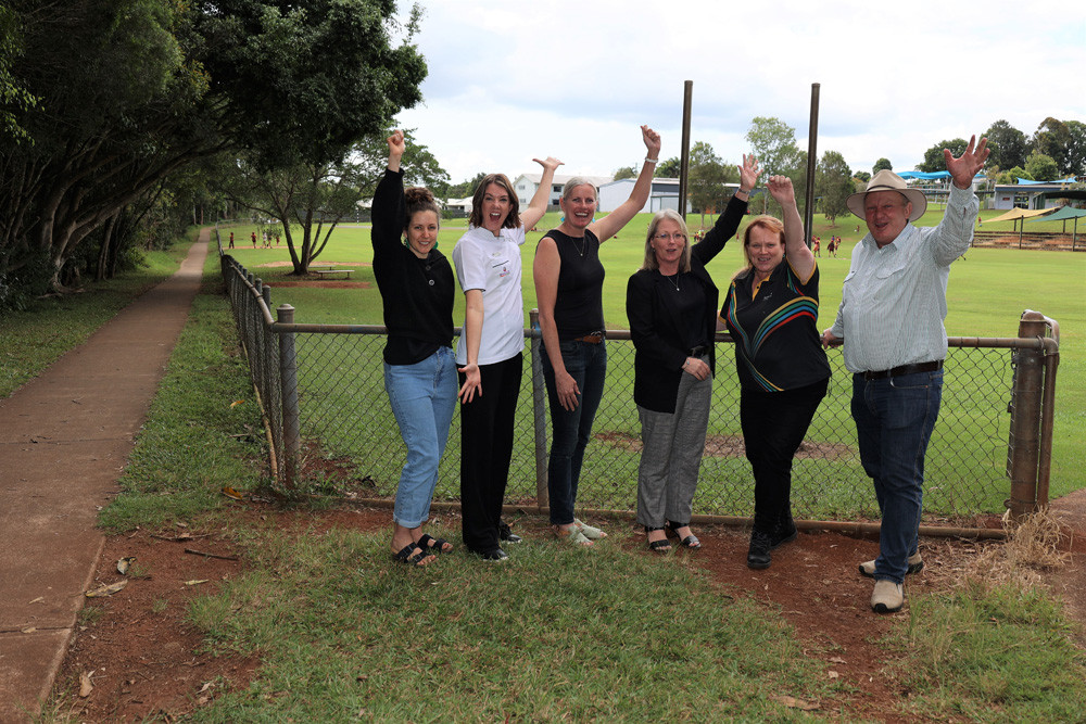 Atherton State Primary School P&C secretary Sigrid Pearsall, P&C president Emily Larcombe, P&C vice-president Penny Soper, acting principal Kristina Haigh and school business manager Helen Riley and State Member for Hill Shane Knuth.