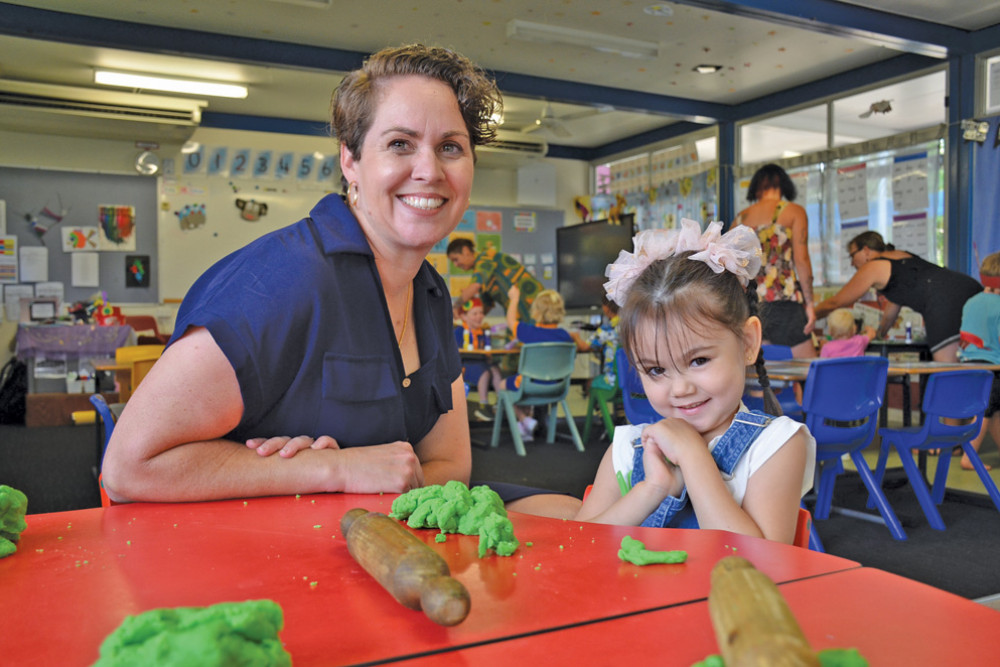 Biboohra State School principal Cherene Trimble with Cassy who is starting prep in 2023.