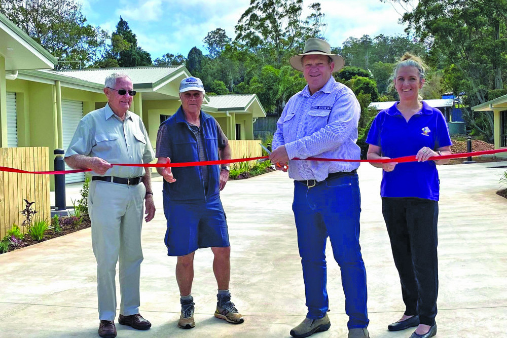 RADCARE Committee Members, treasurer Robert Bewick, president John Barney, Shane Knuth MP and Manager of Radcare Support Services Tina Quayle at the opening of the new aged care units in Ravenshoe.