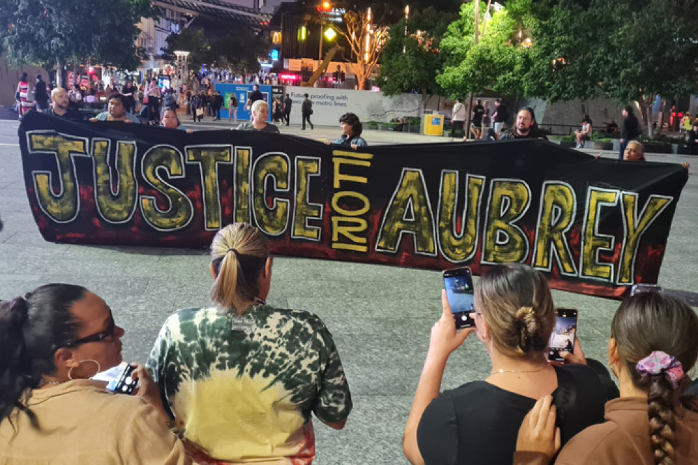 A vigil in Brisbane last week where the crowd chanted “Justice for Aubrey”. Photo: Michael Hawke, My Village News