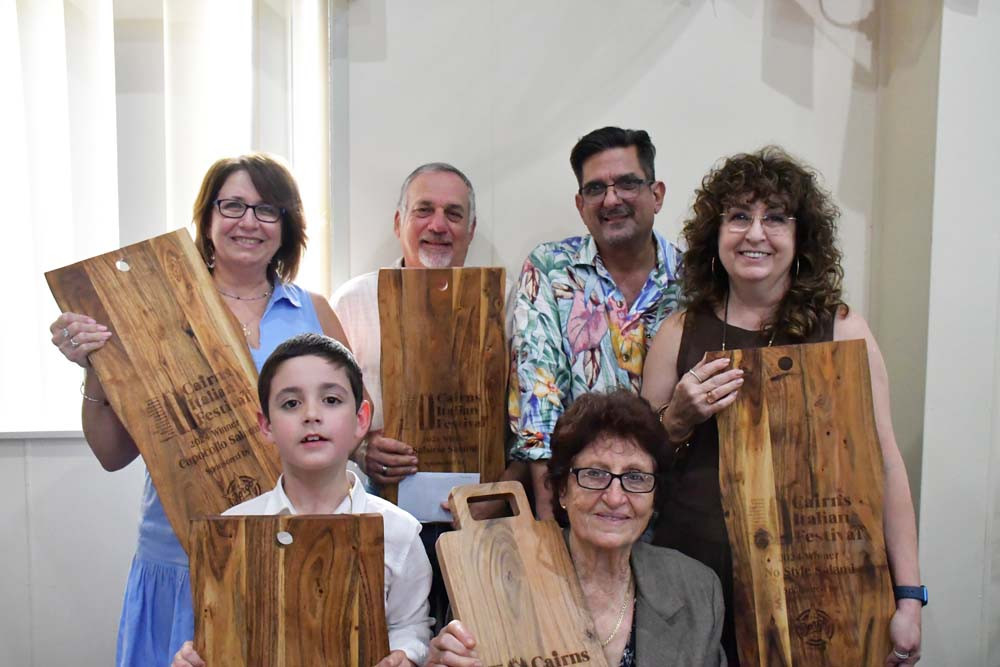 (Back row from left) Antonella Avolio, Anthony Galeano, Lui and Pam Garozzo, and (front row) Massimo Heilbronn and overall winner Anna Avolio.