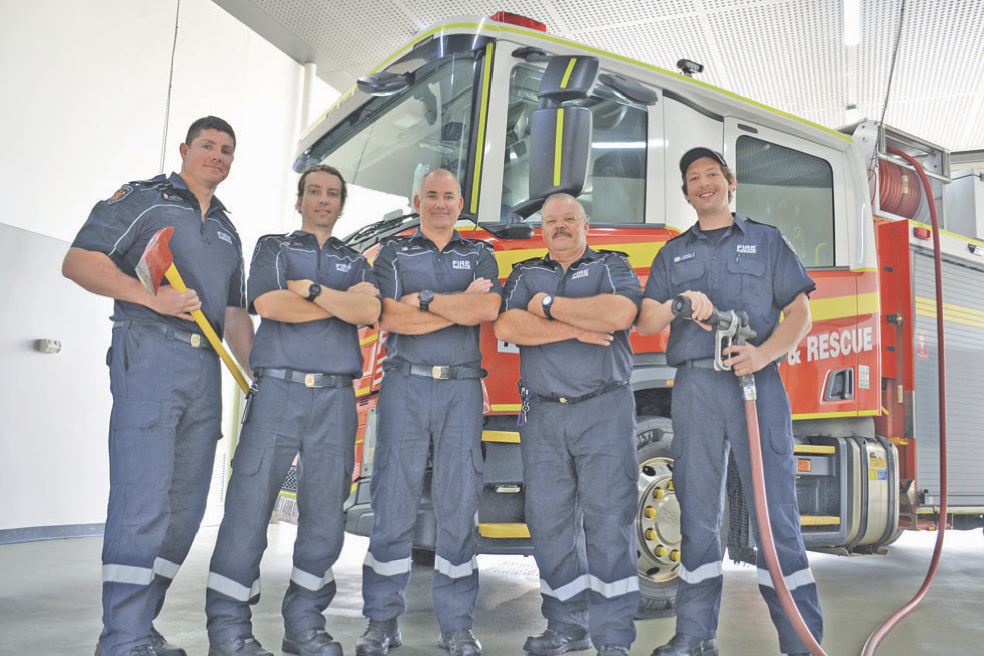 FIRE SEASON READY: Firefighters Mitch Timmins, Jamie Ryan, Troy Hastie, Darryl Chaplain and Jared Hohns are urging locals to be prepared this fire season.