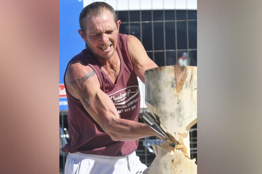 Steve Jensen has been a regular competitor in woodchopping at local shows and other events.