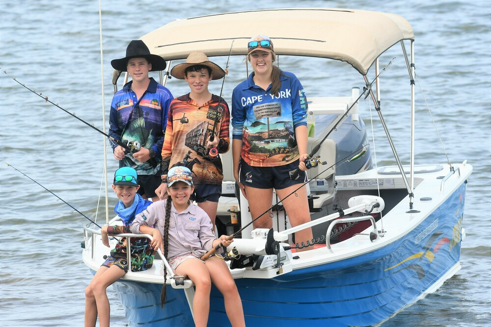 Lincoln Condon, Mikayla Rankine (front) and Nate Byrnes, Cooper Rankine, Sienna Byrnes (back) all enjoyed last year’s Barra Bash and are looking forward to this year’s event.