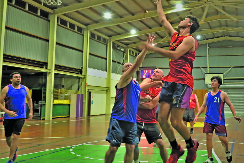 Zayd Myrteza helicopters into a lay-up against the small Ballers line up on Thursday night.