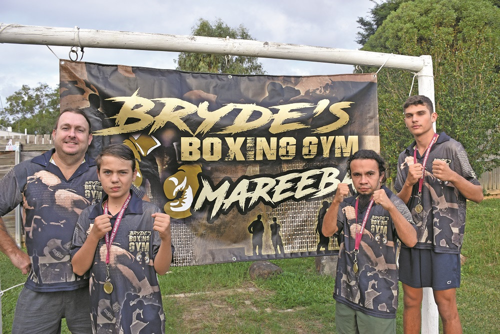 Wayne Bryde from Bryde’s Boxing Gym will be hosting this year’s Sunstate Amateur Boxing League Golden Gloves titles in Mareeba. Pictured with son Reece Bryde, four times golden gloves champion Zack Mulholland and one time champion Kurtis Bryde.