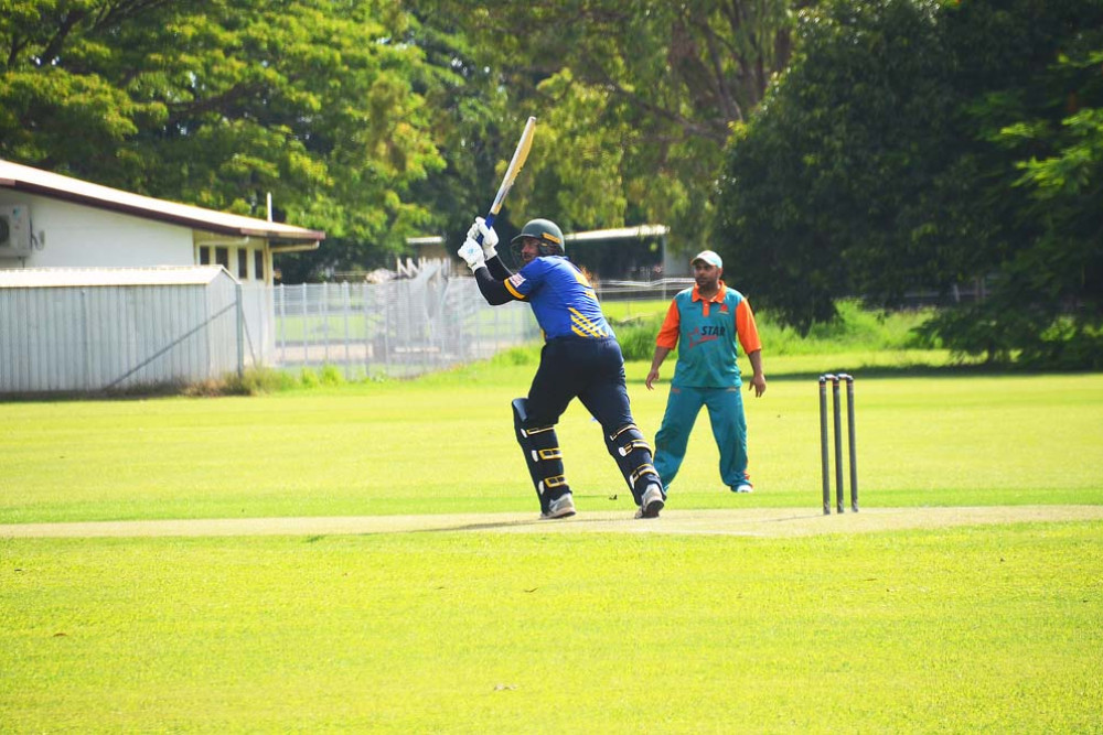 Mareeba captain Brendan Falvo hits a four.