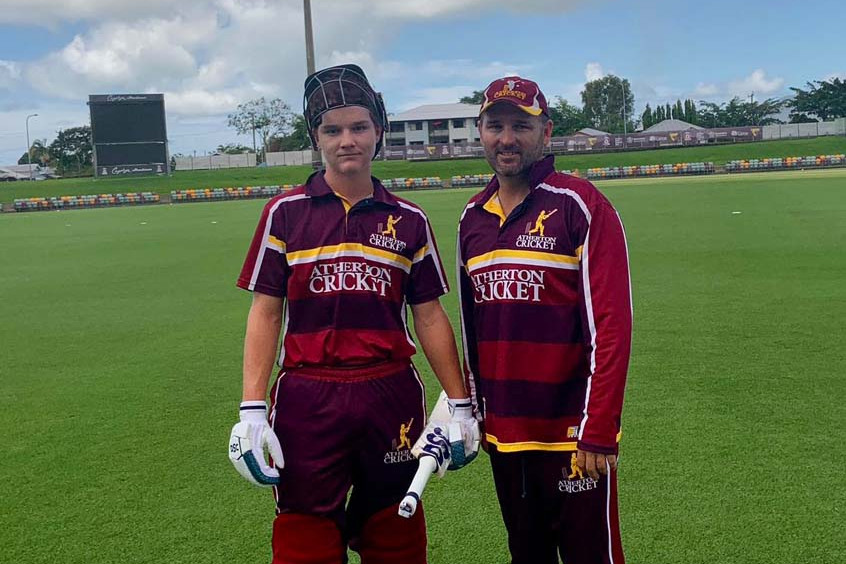 Tyler Misener (left) made his First-Grade debut for the Atherton side to join his father Greg (right) in their love of the game.