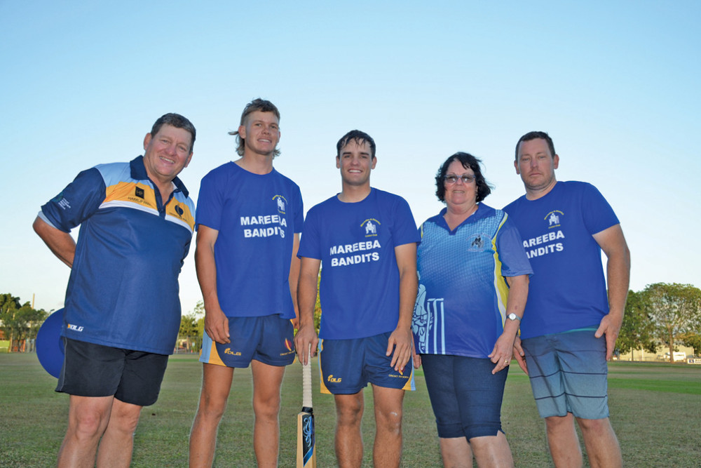 Coach Gary Tosach, Jarod France, Tyson Brown, president Irene Roy and manager Brendan Payne will be representing the Far North at for Queensland Country Cricket. Absent Ben Jones