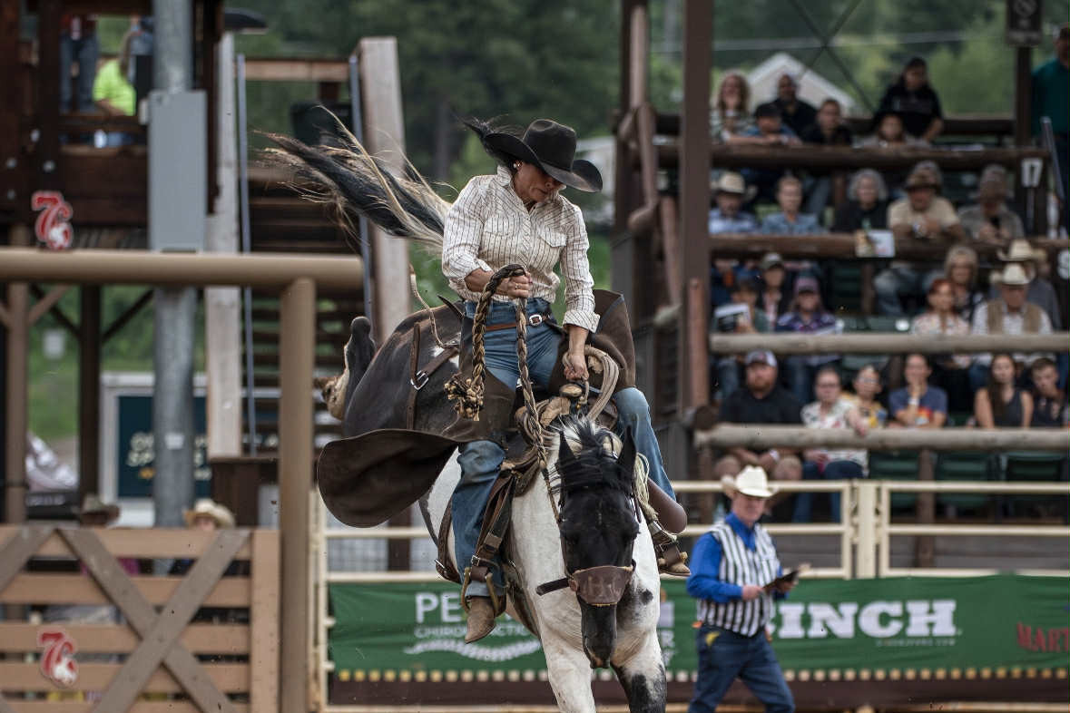 Hayley Rose showed why she is becoming a recognised name in the women’s bronc riding arena.