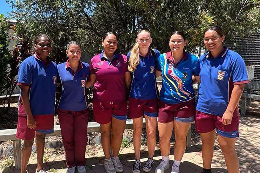 Moharnie Macumboy (left), Madinah Bajramovic, Jehaziel Kose, Meeshia McCurley, Chloe Mackenzie and Azariah Mataio were selected to represent Peninsula at the Girls Rugby League State Championships.