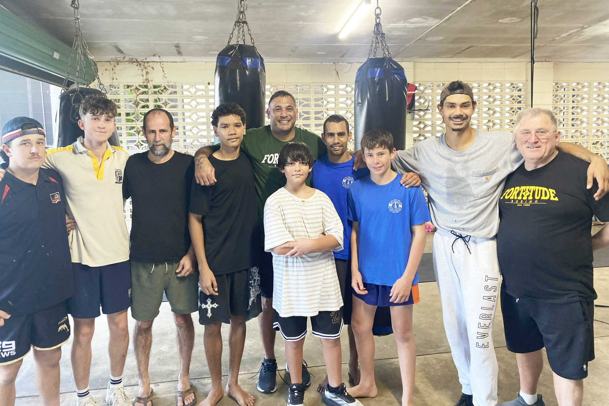 The Mareeba Amateur Boxing Club was visited by two special guests recently. One was Justin Hodges (middle back), and the other was the head of one of the top boxing gyms in the state, Steve Deller (right).