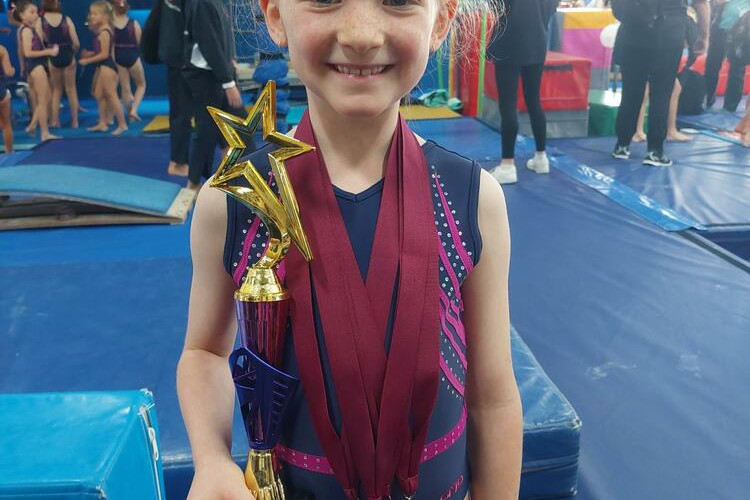 Momentum Gymnastics gymnast Matilda Landsberg who achieved 1st overall in Level Pre 3 Under during the recent Momentum Classic competition.