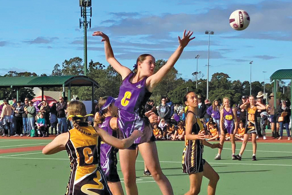 Mareeba Netball centre player Isabelle Simms getting her shot at the Pine River Junior Nissan State Age gala last week.