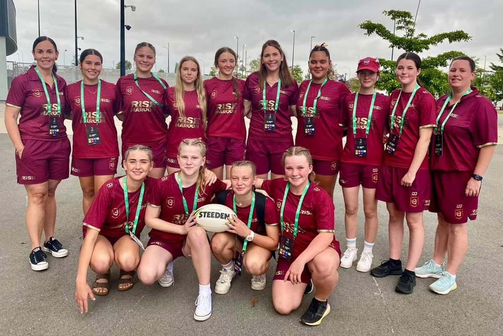 The under-15 RISE girl’s team at the Women’s State of Origin decider curtain raiser.