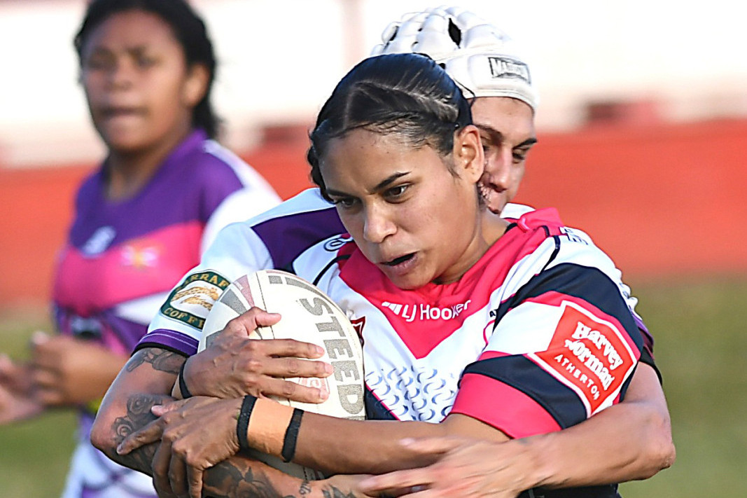 Roosters centre Sherente Caulfield in her team’s dominant win against Edmonton Storm over the weekend.