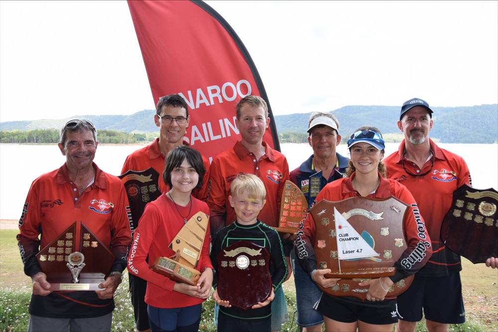 Tinaroo Sailing Club members Mike Tolley, Roger Wadley, Amelia Tracey, Benjamin and Tristan Rankine, Darryl Beattie, Breanne Wadley and Scott Ivory all received awards at the club’s recent presentation.
